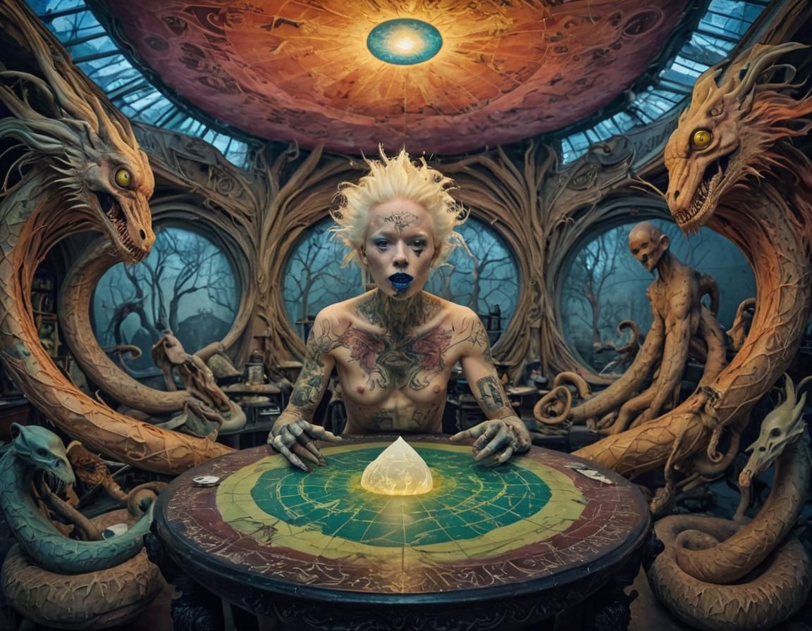 Albino Contortionist in Cryptid Taxidermy Museum