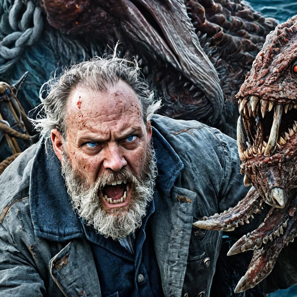 Sea Captain's Battle: A Visceral Realism Portrait