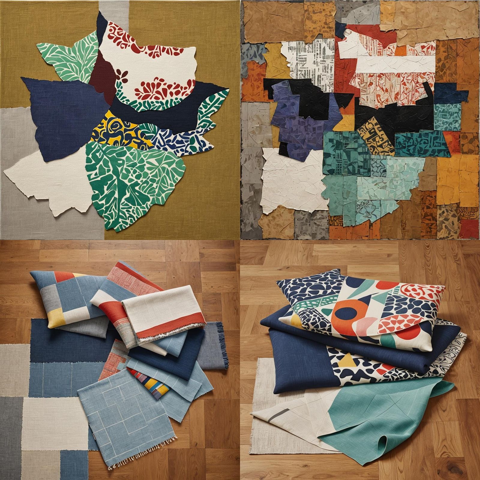 High Contrast Collage of Textile Shapes