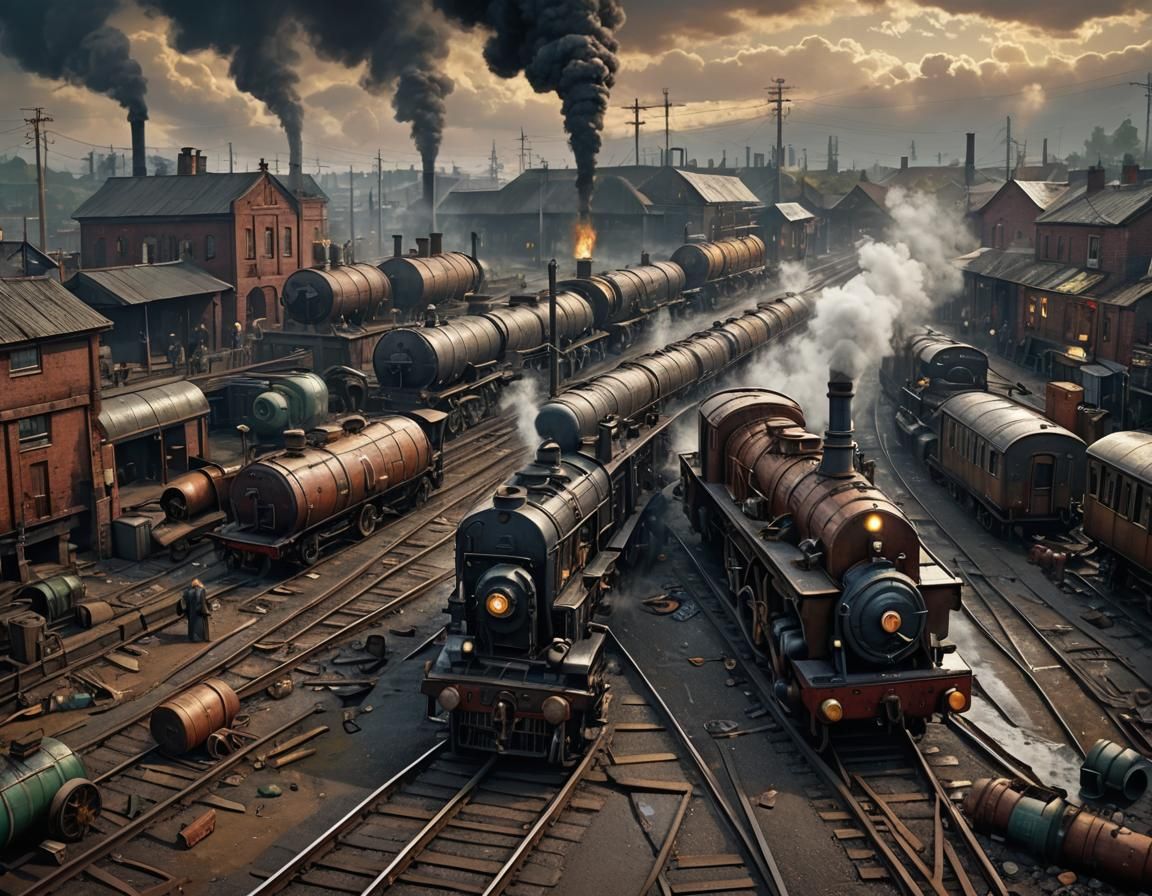 Dieselpunk Train Station in Grimdark Style