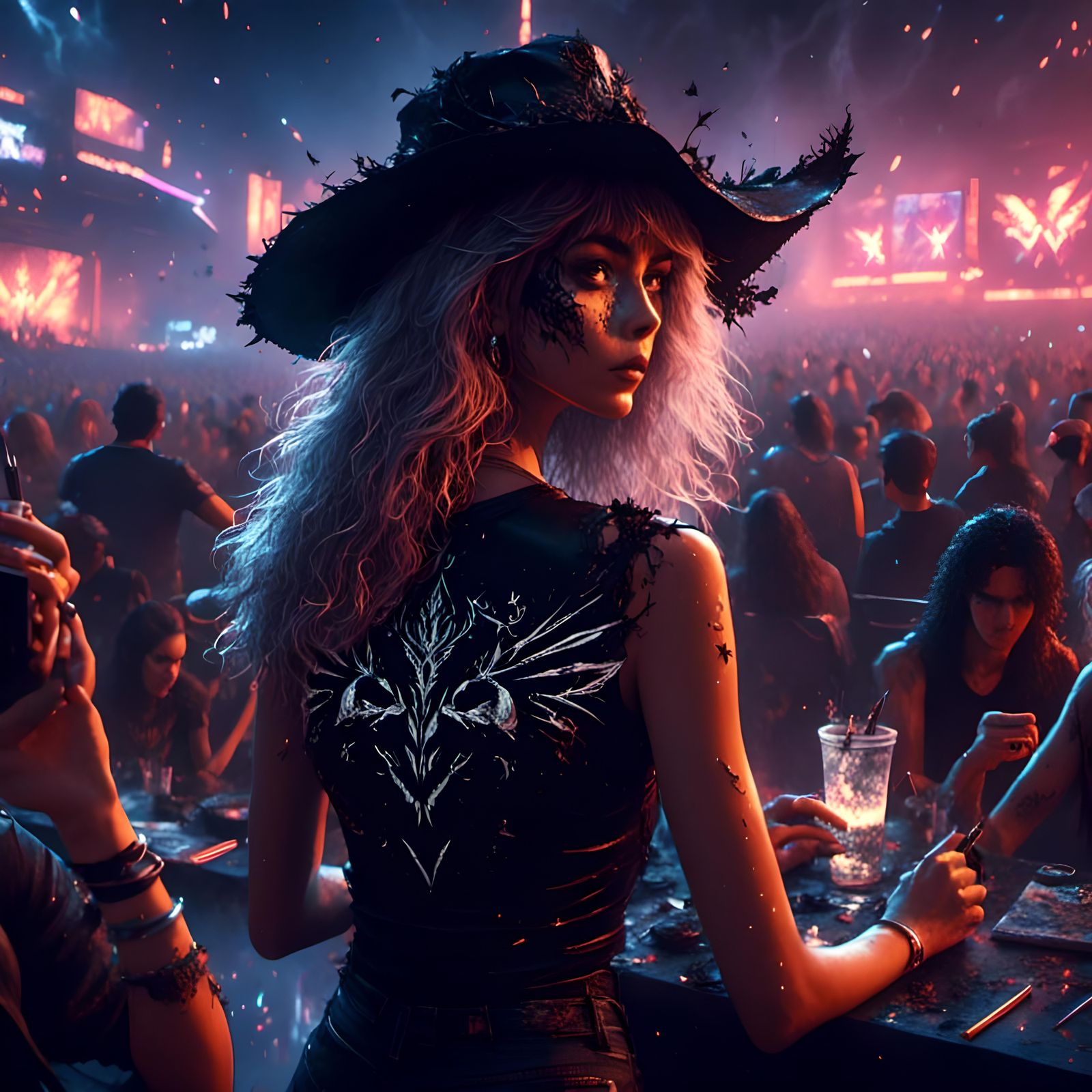 Metallica Concert Girl in 1980s Film Style