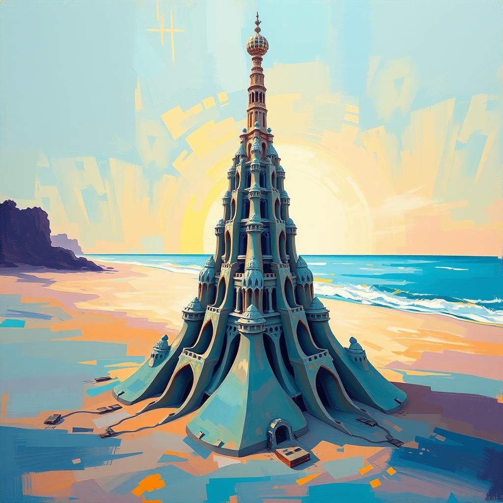 Surreal Sandcastle Inspired by Gaudí on Barcelona Beach