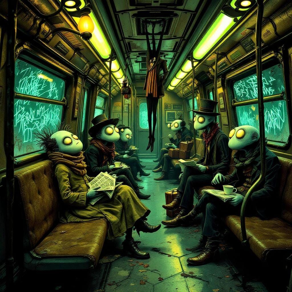 Gothic Subway Car in Tim Burton Style