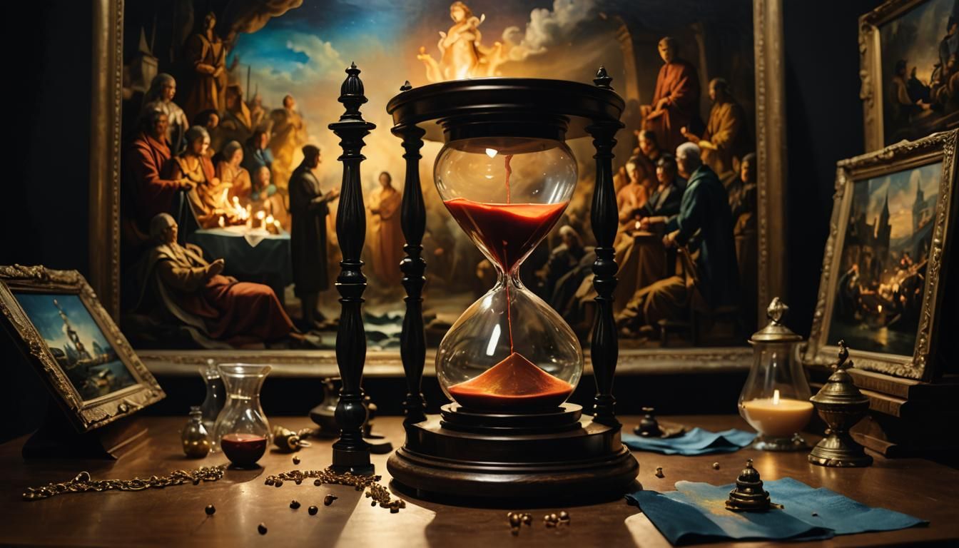Hourglass History Painting with Double Exposure