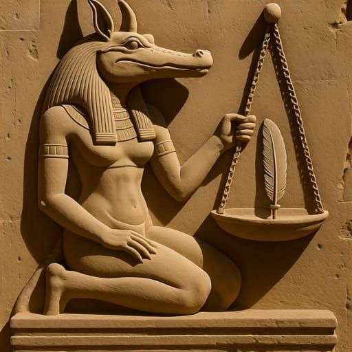 Ammit the Devourer: Egyptian Judgment Hall Sculpture