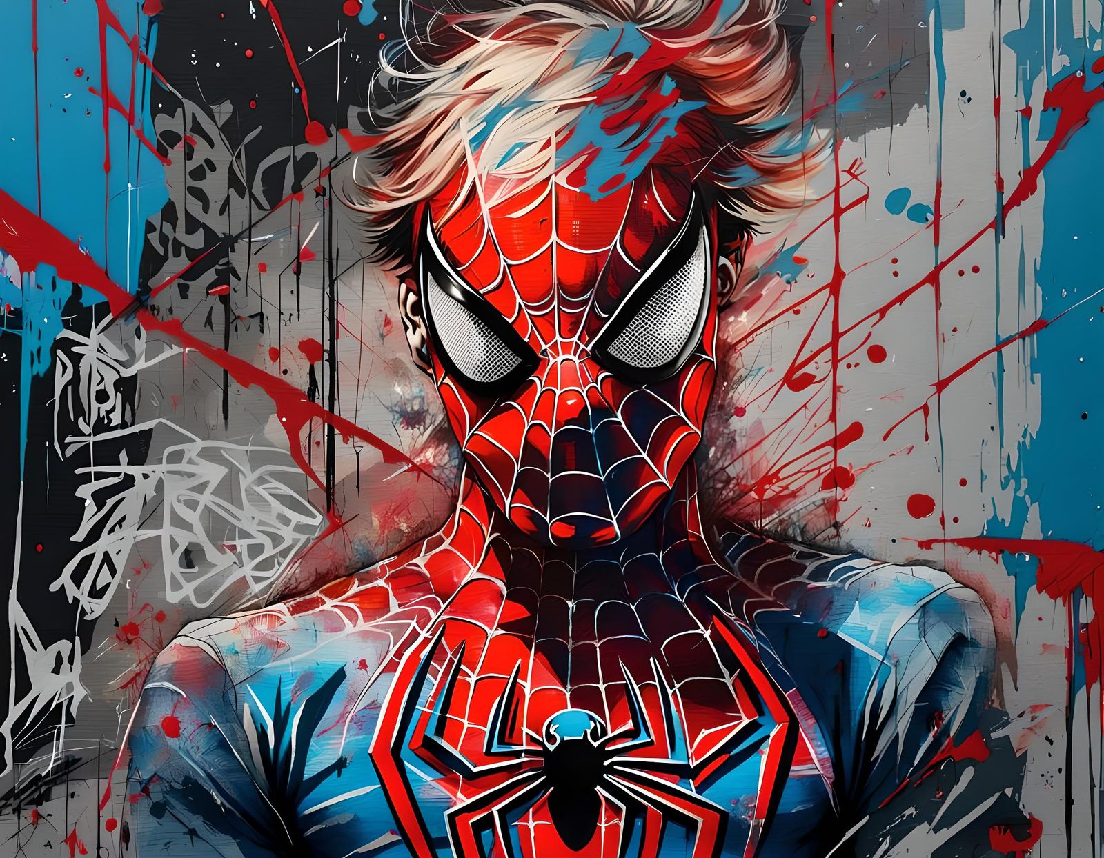 Spiderman Graffiti Art Close-up in Vivid Colors