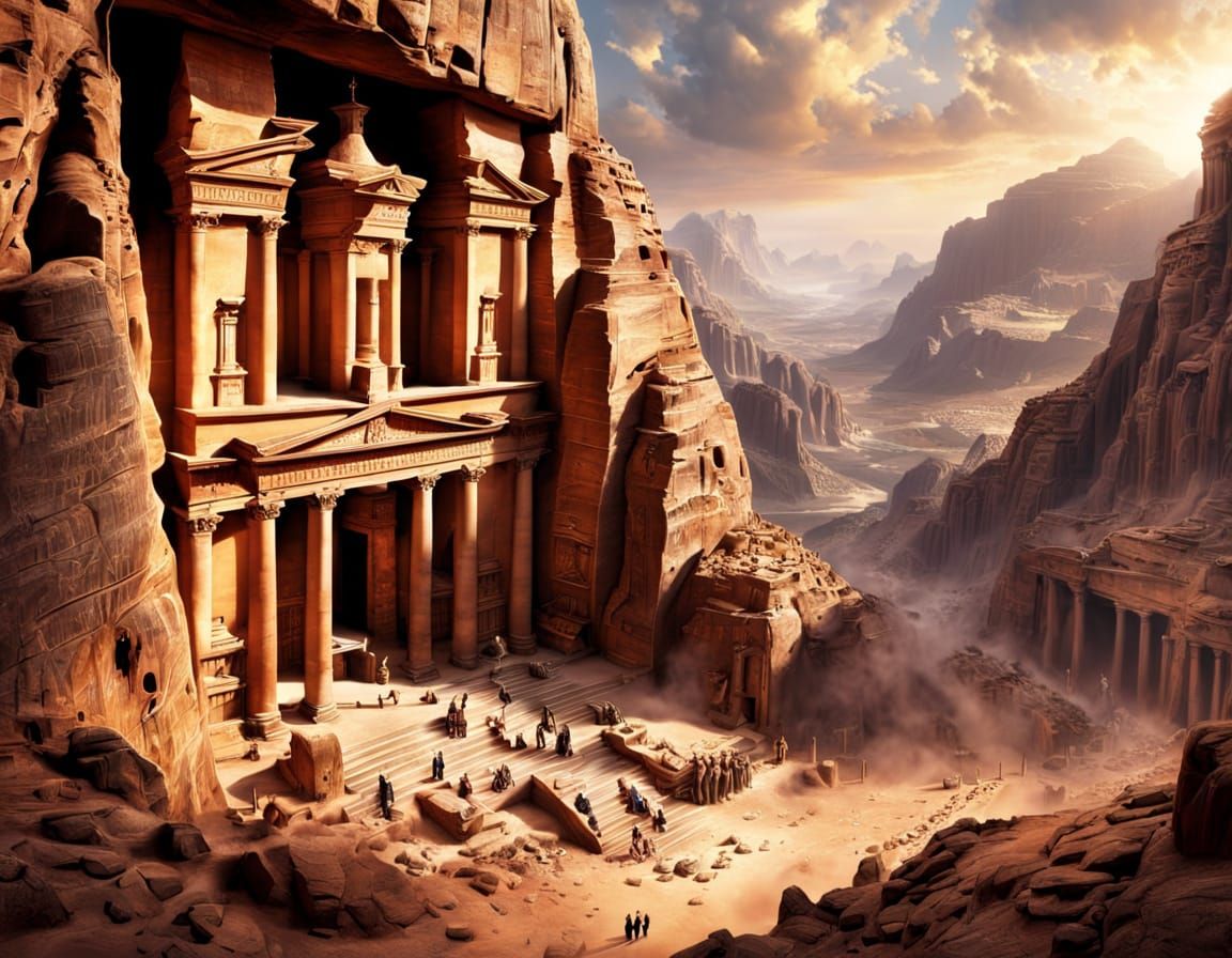 Petra The Lost City Before Discovery Hyperrealistic Matte Pa...