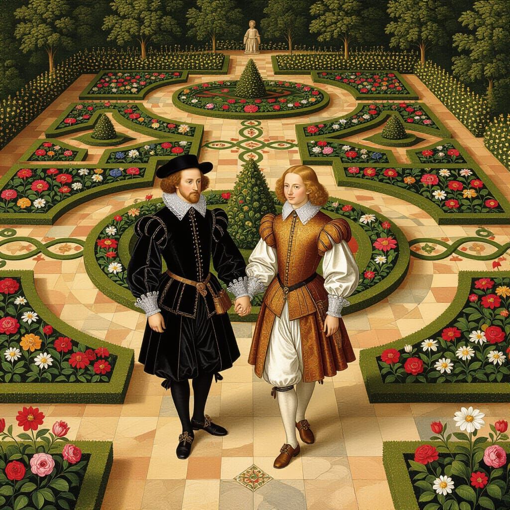 Elizabethan Garden Stroll in Renaissance Tapestry Style