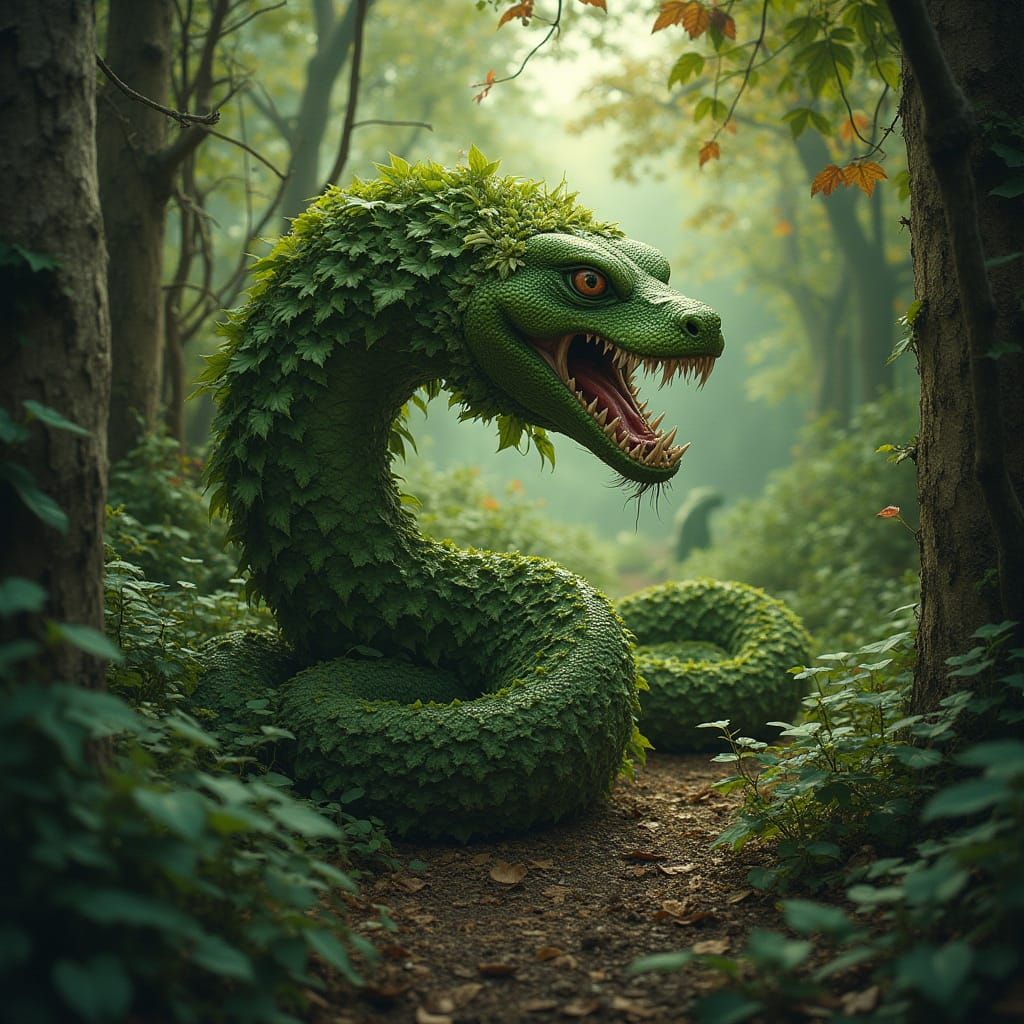 Mystical Serpent in Lush Forest Landscape