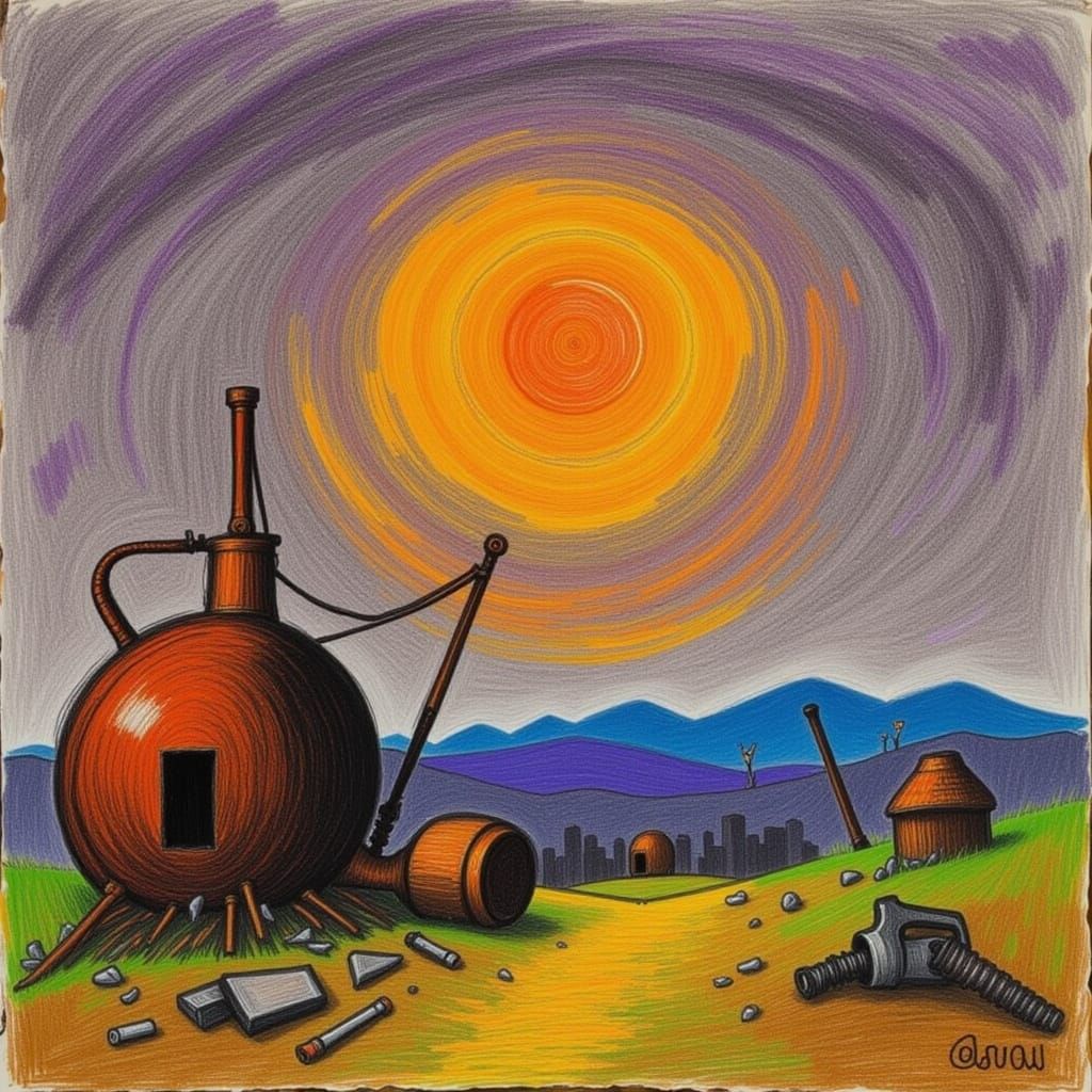 Sunset Meadow with Cryogenic Elements