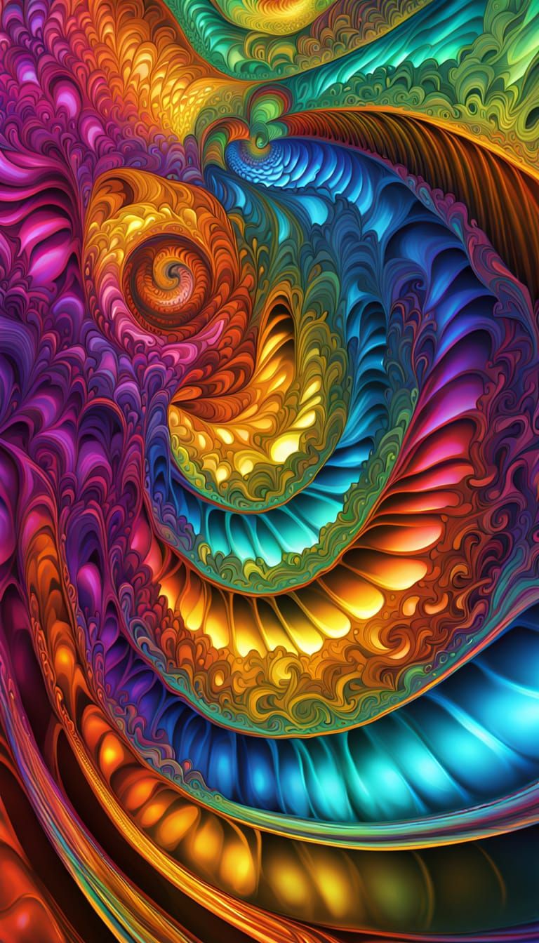 Iridescent 3D Sound Wave in Abstract Geometric Art