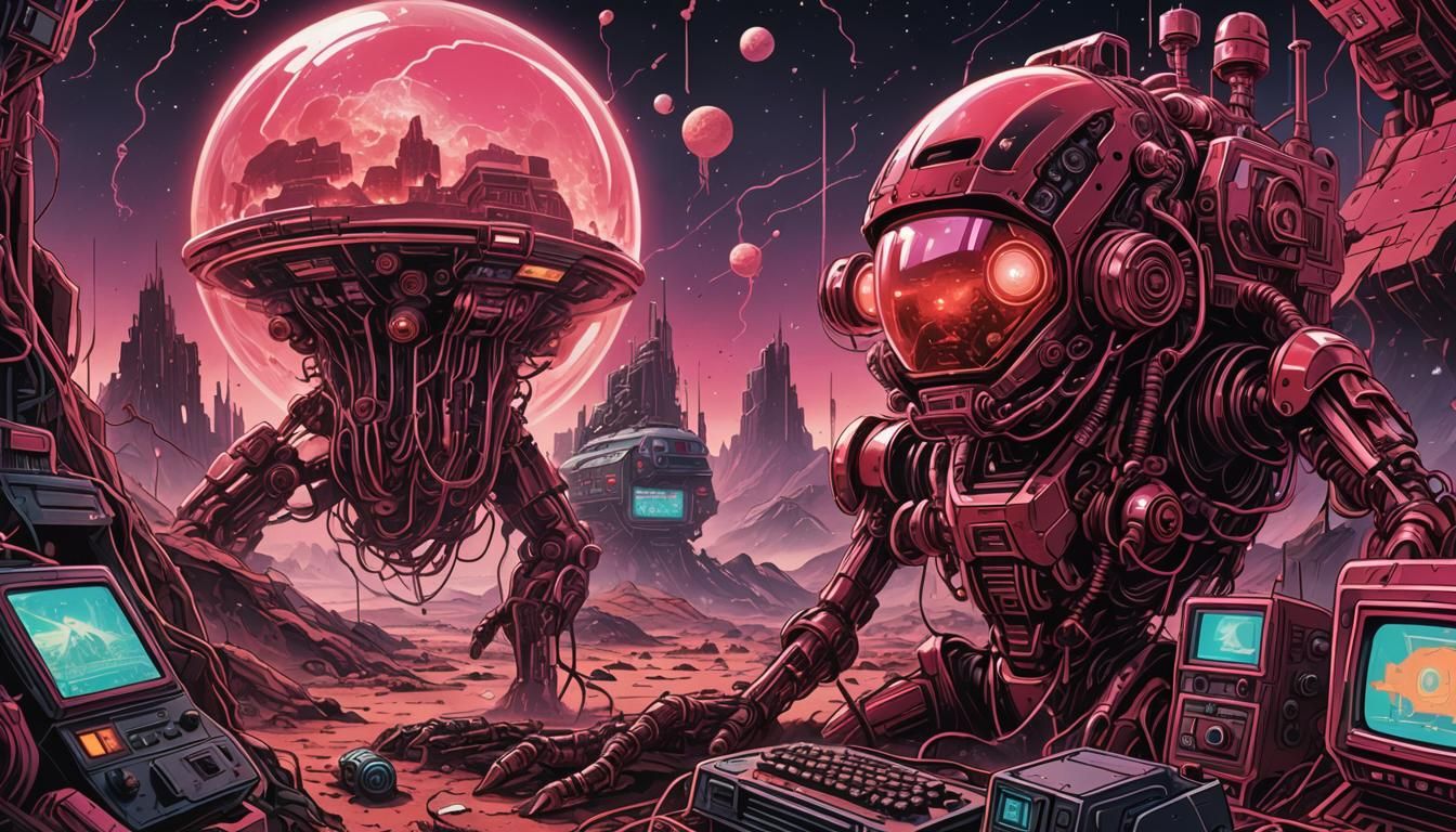 Retro Sci-Fi Comic Book Art of Alien on Mars