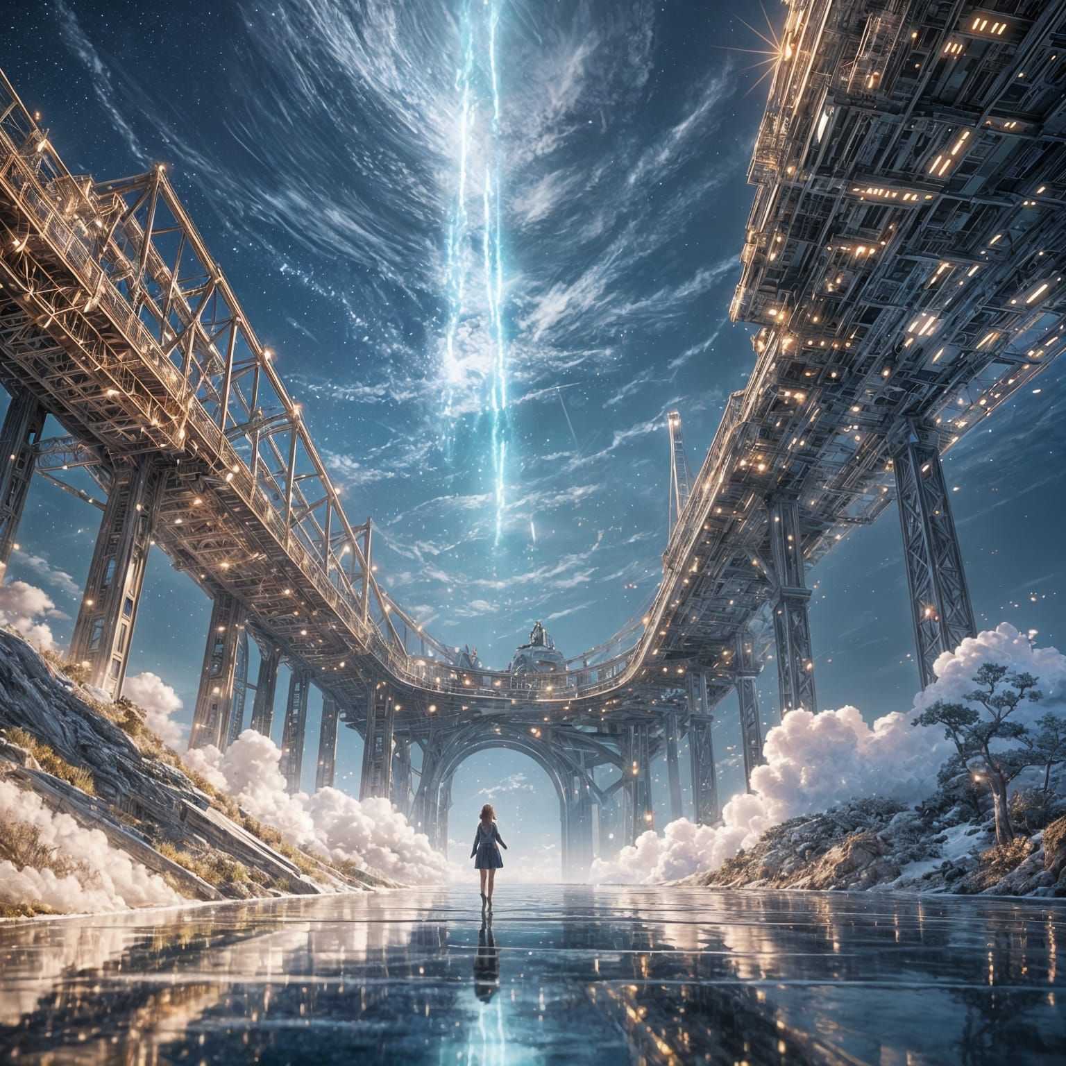 Astral Bridge Walker: Anime-Inspired Dreamscape