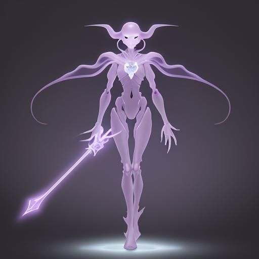 Ethereal Plasmoid Soldier Gripping Glowing Spear