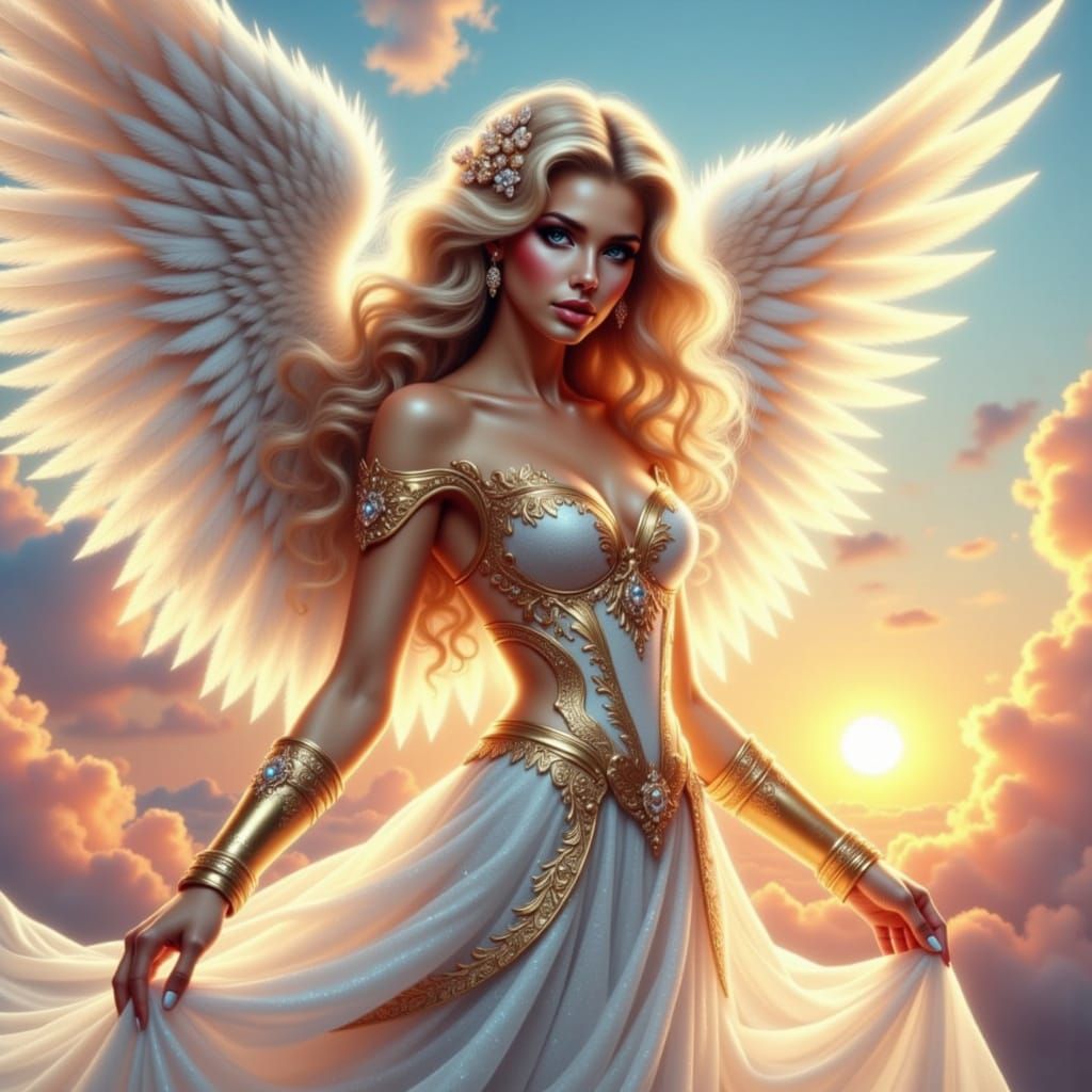 Heavenly Archangel Woman in Neoclassical Style