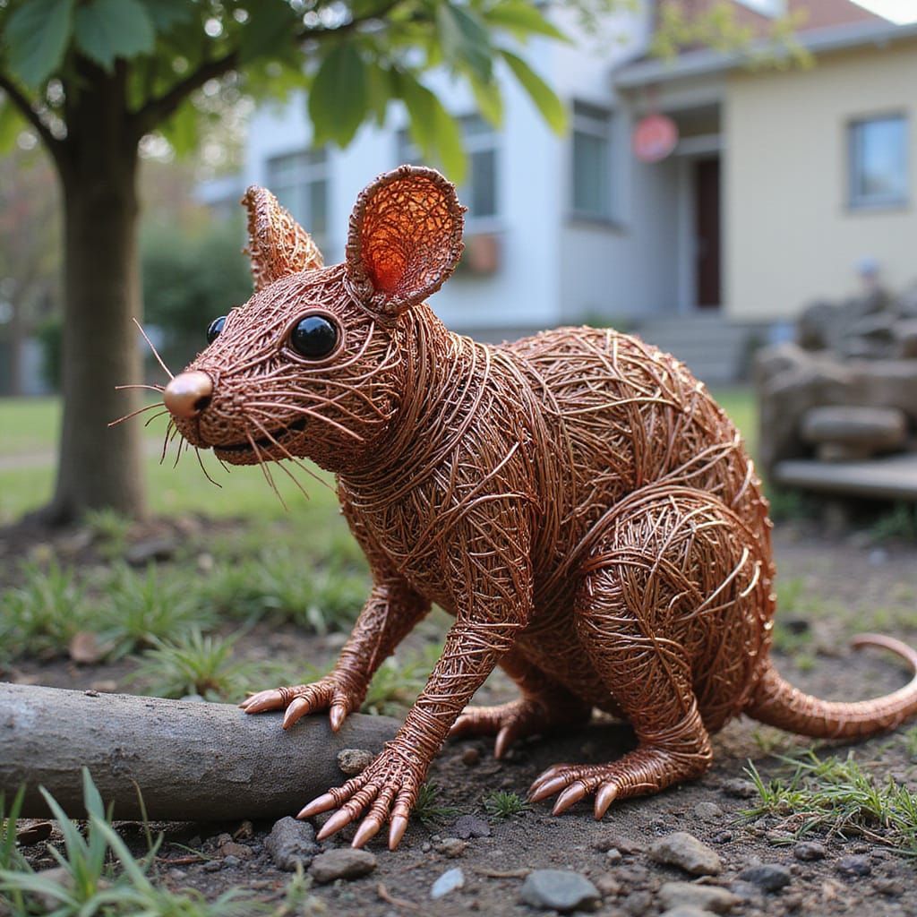 Copper Wire Rat in Colorful Wire World