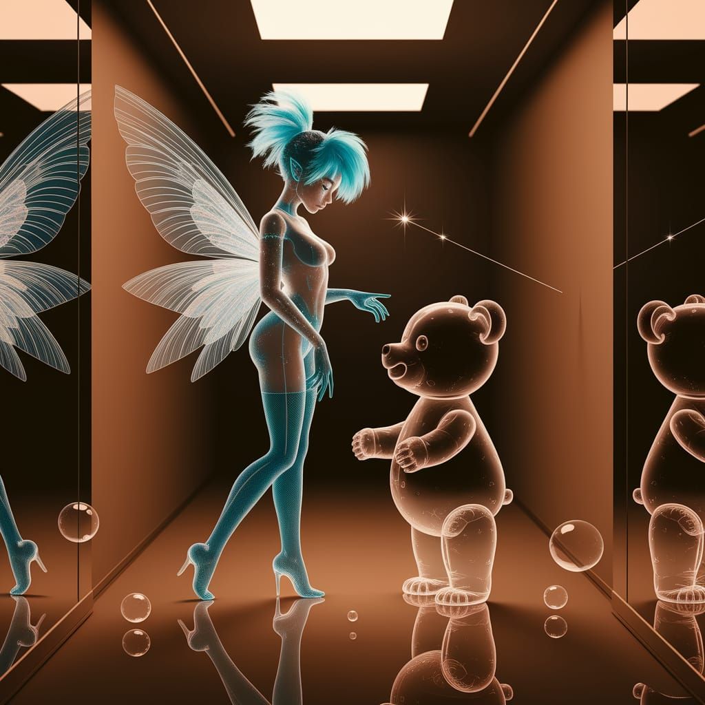 Fairy and bear hologram