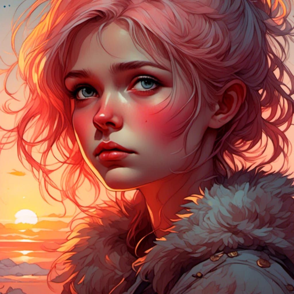 Sunrise Girl: Fairytale Aquarelle in 2D