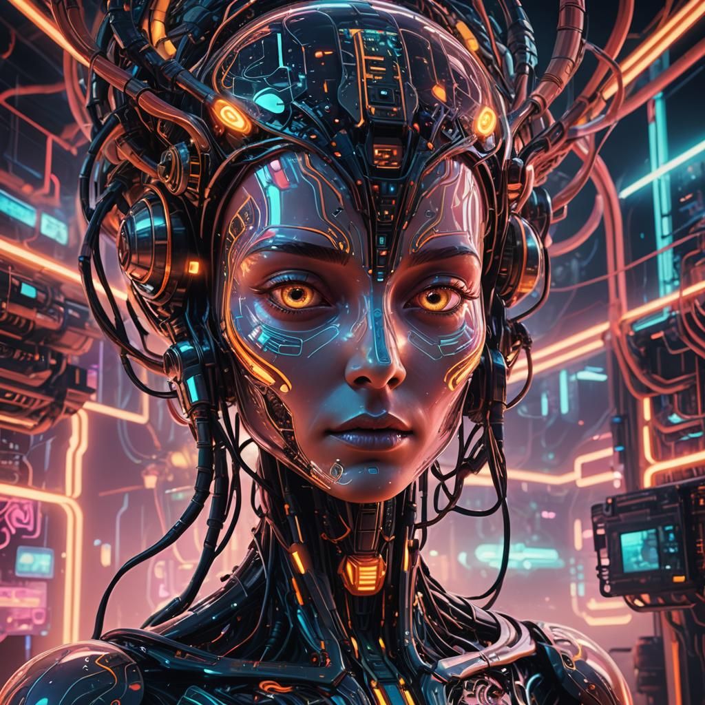 AI Merges with Alien in Surreal Concept Art