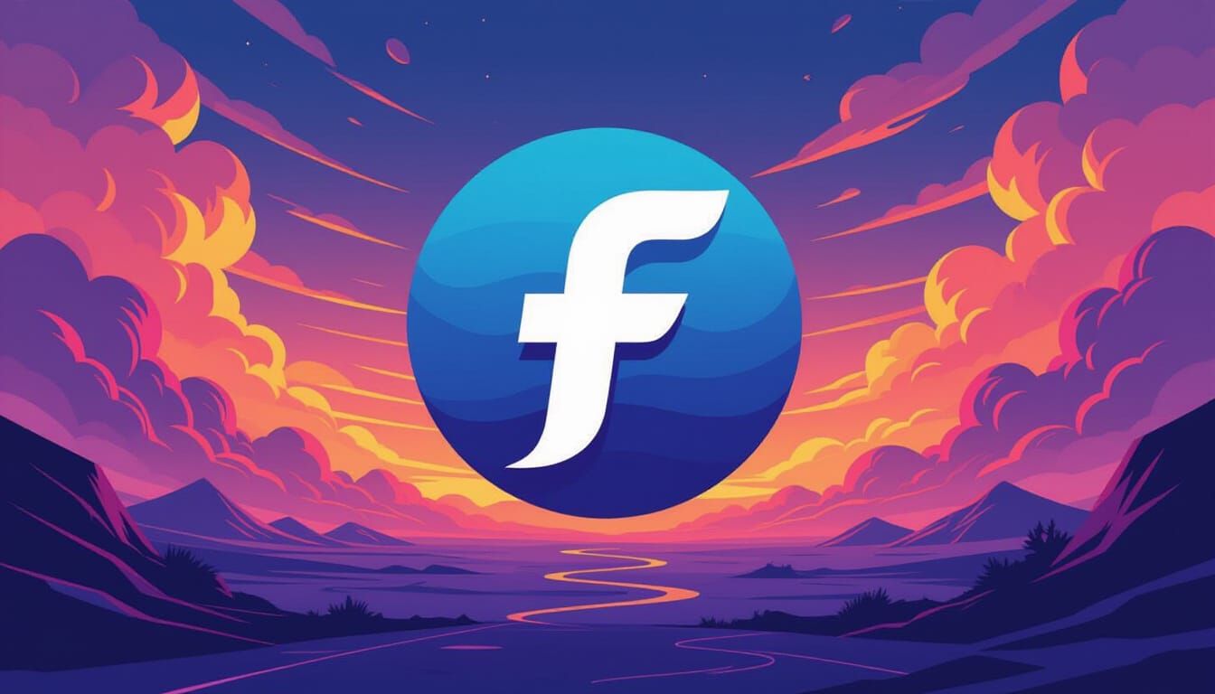 Futuristic Fedora Logo in Abstract Landscape