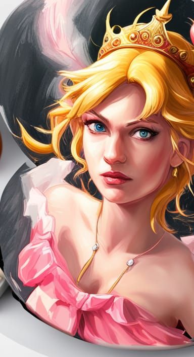 Princess Peach Portrait in Hyperdetailed Digital Art Style