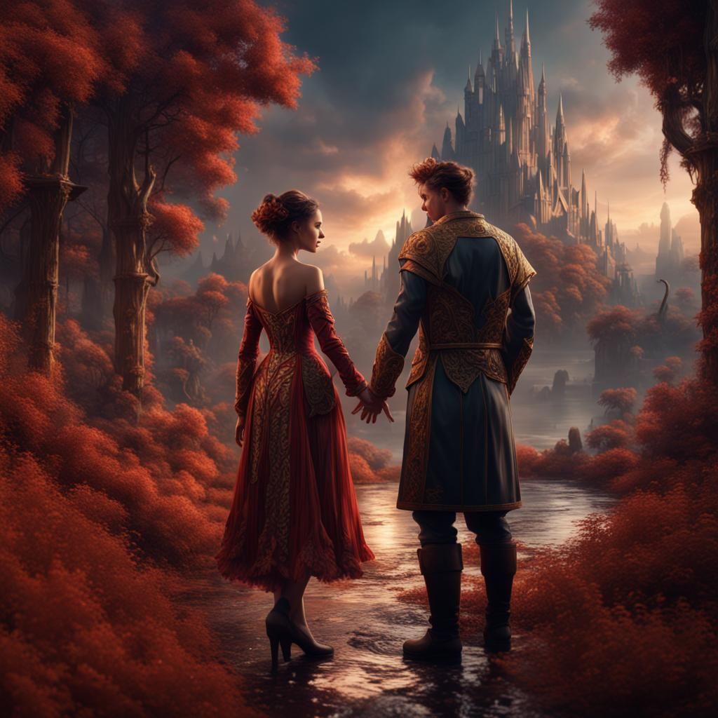 Romantic Gaze in Ethereal Light: Fantasy Concept Art