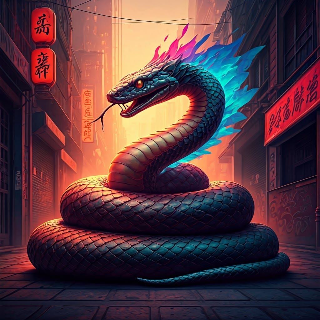 Majestic Snake Celebrates Chinese New Year in Urban Art