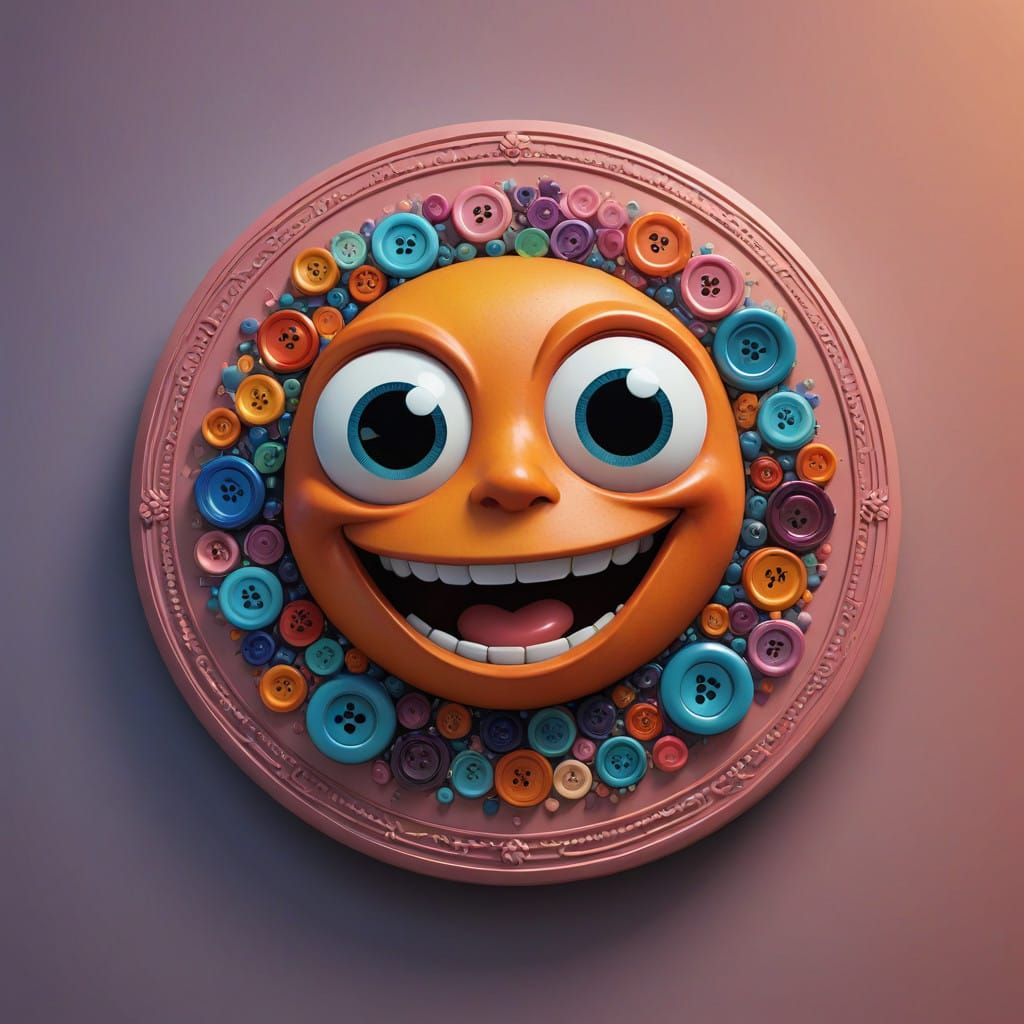 Charming Whimsical Button with Bright Smile