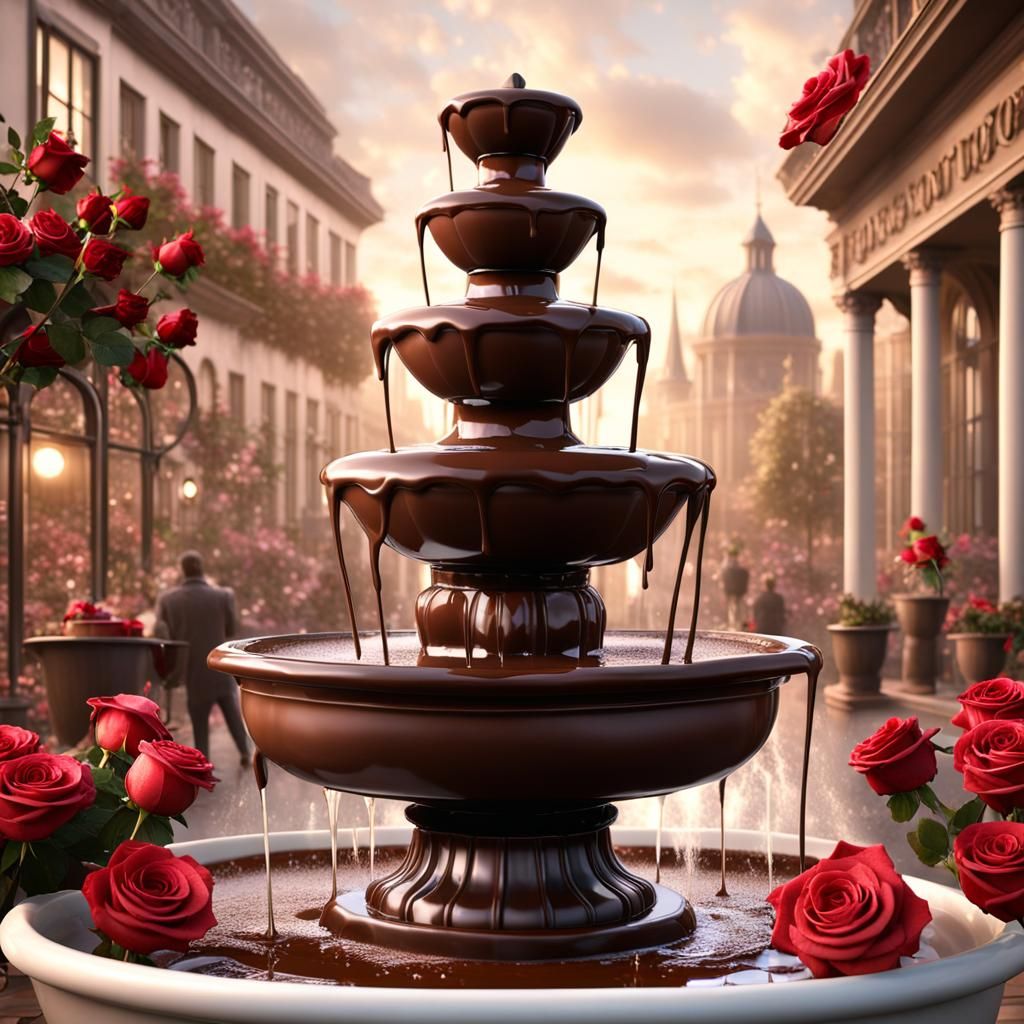 Detailed Chocolate Fountain Matte Painting in 32k