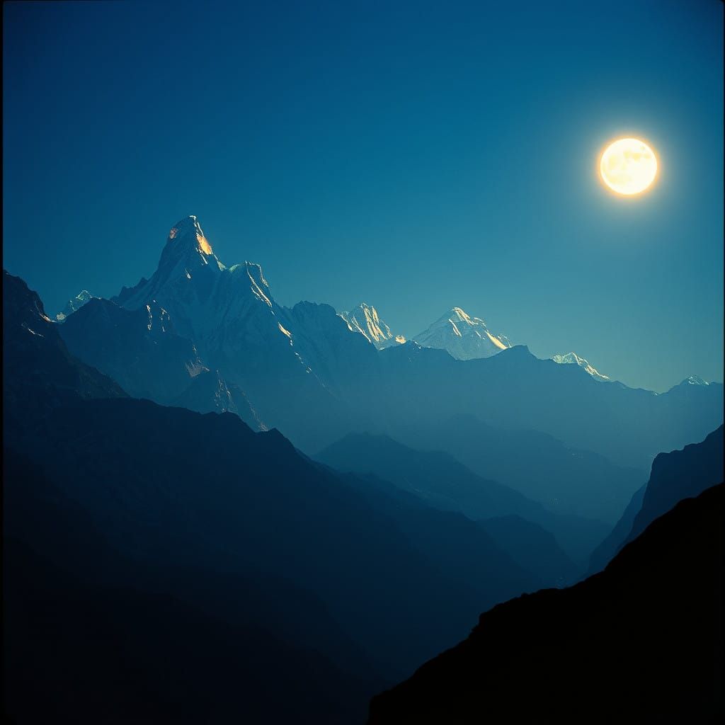 Ethereal Crystal Mountains Shine Under Moonlit Skies in Cine...
