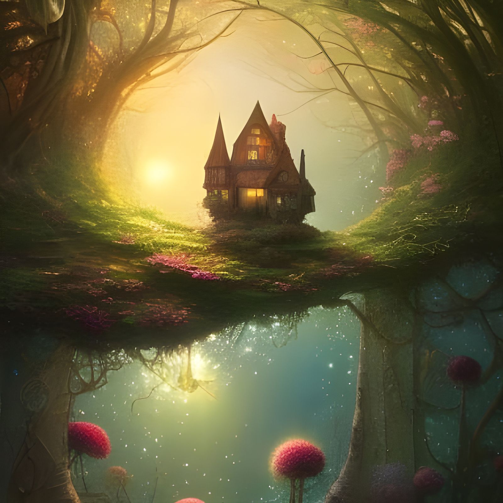 Fairy House in Glass Bottle, Graffiti Art Style