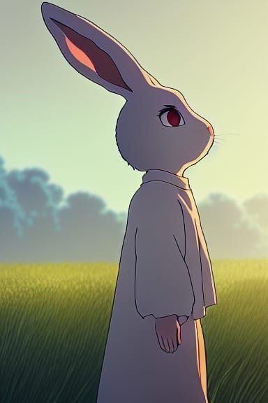 Rabbit Pope in Studio Ghibli Anime Style