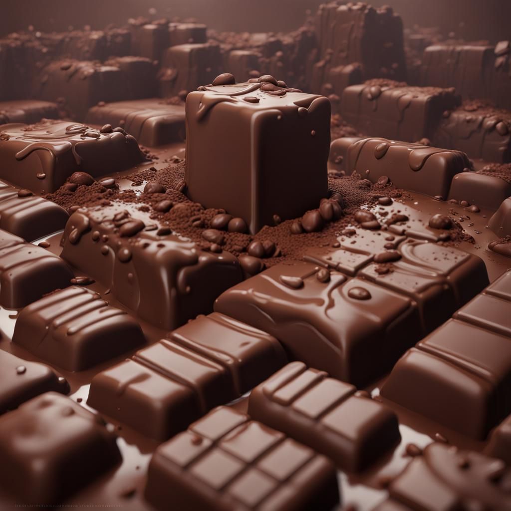 Detailed Matte Painting of Chocolate in Deep Color