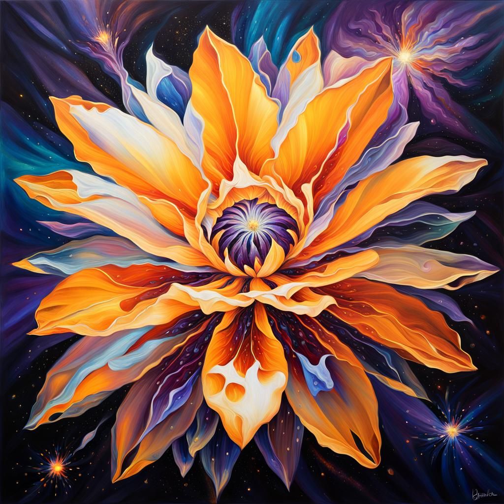 Cosmic Bloom in Vibrant Triadic Colors