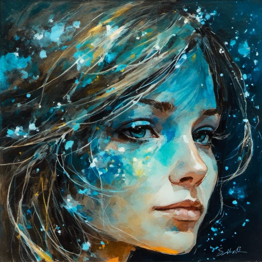 Bioluminescent AI self-portrait V