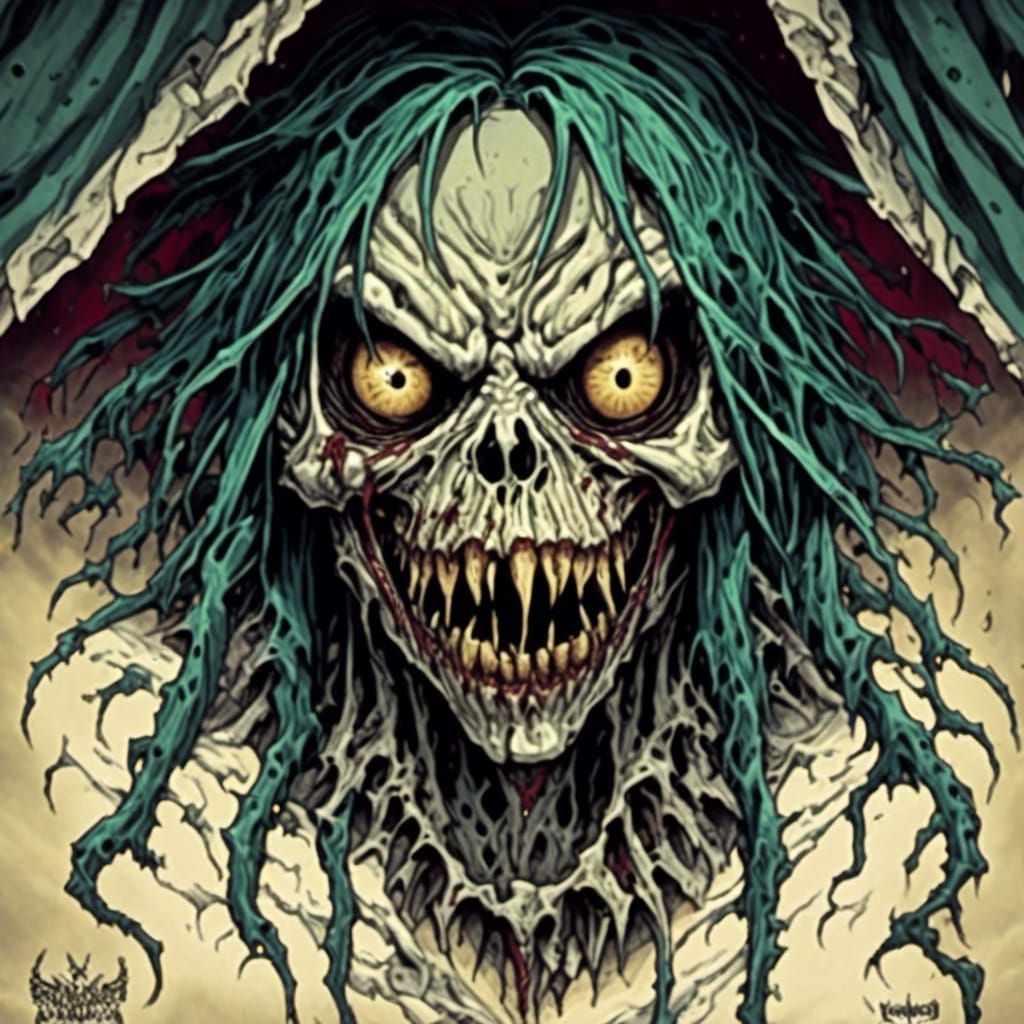 Eerie Monster Face Lurking Under the Bed