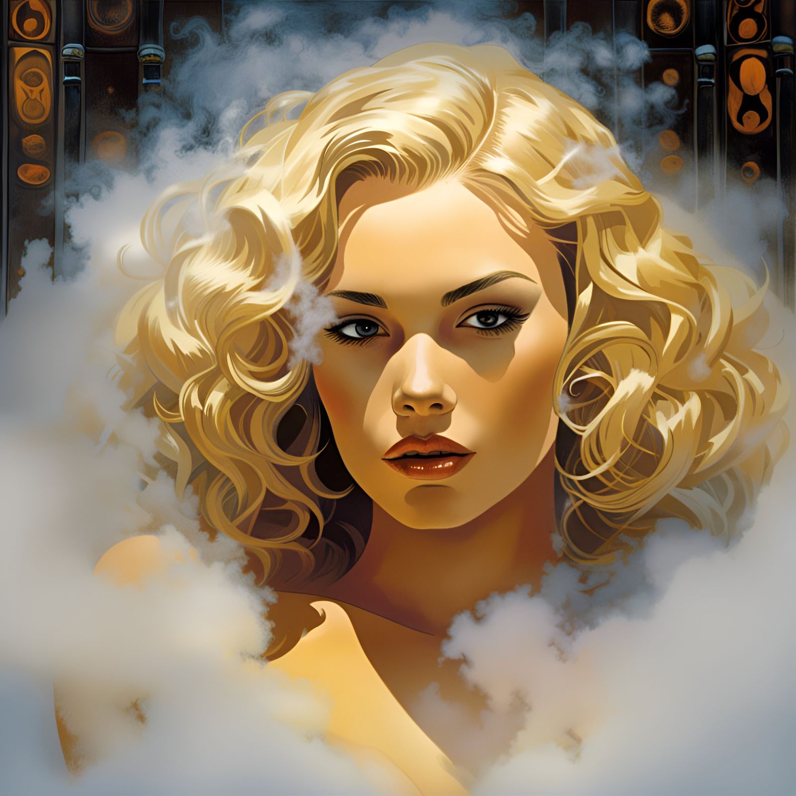 Teenage Girl in Steam Bath: Illustrative Portrait