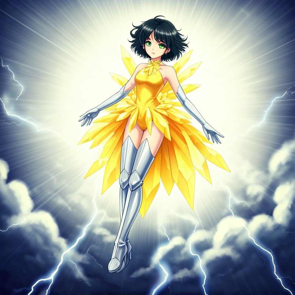 Lightning Elemental Girl in Manga Style
