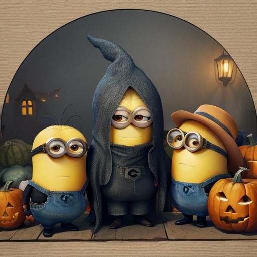 Minions and Haunted Pumpkin Portrait