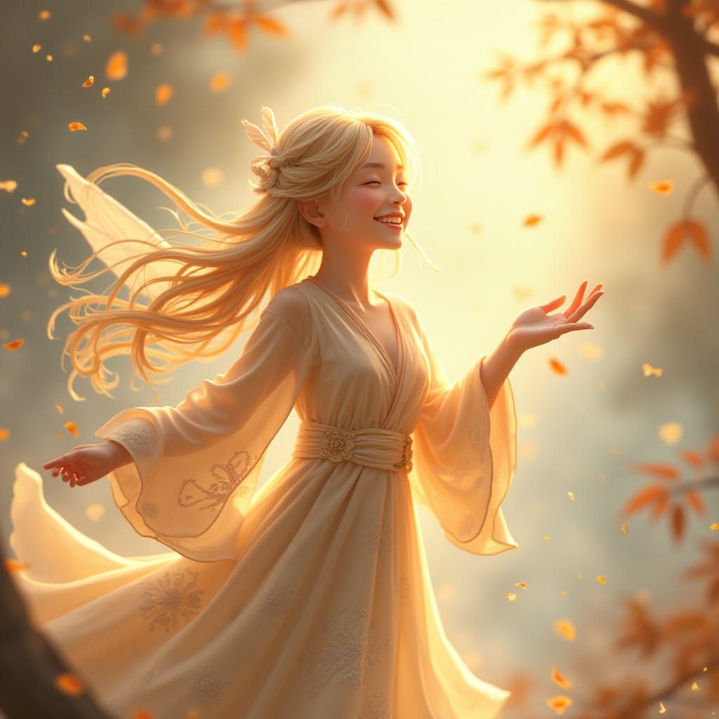 Whimsical Wind Sprite Conductor in Digital Art Style