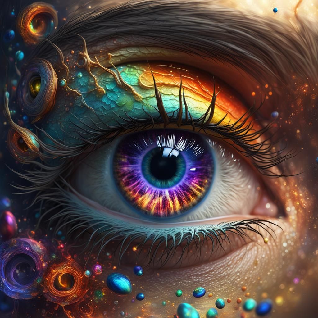 Detailed Eye with Striking Colors, Fantasy Concept Art
