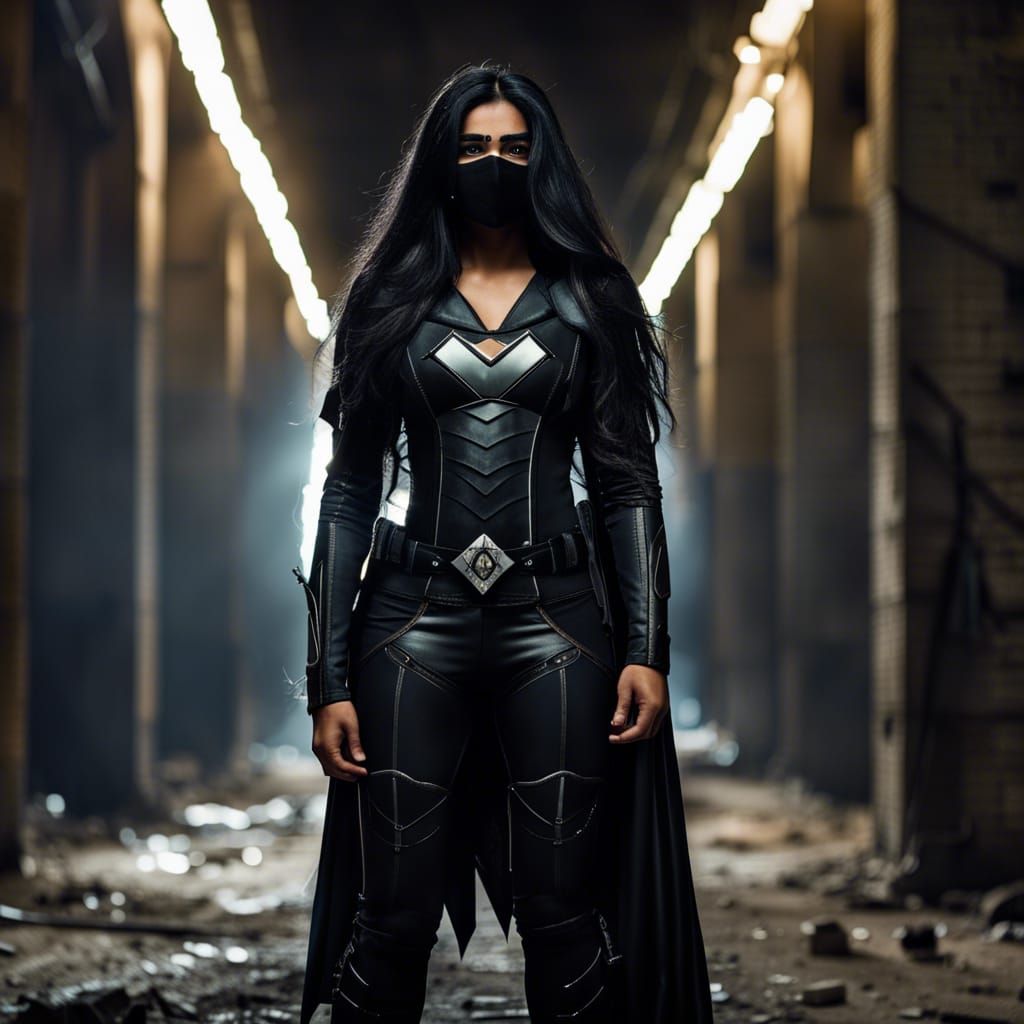 Indian Superheroine in Abandoned Building: Digital Matte Pai...