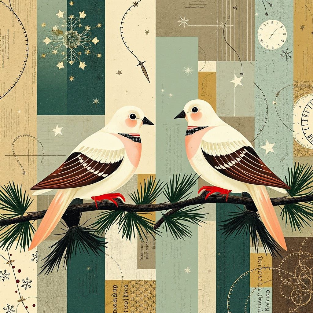 Abstract Christmas Dreamscape in Constructivist Style