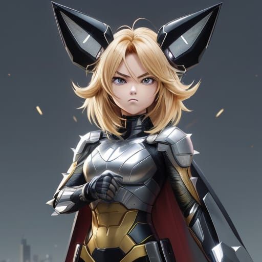 Vibrant Chibi Anime Heroine in Custom Superhero Suit