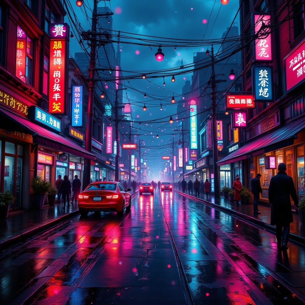 Cyberpunk Fairy Punk Fae in Neon City Streets