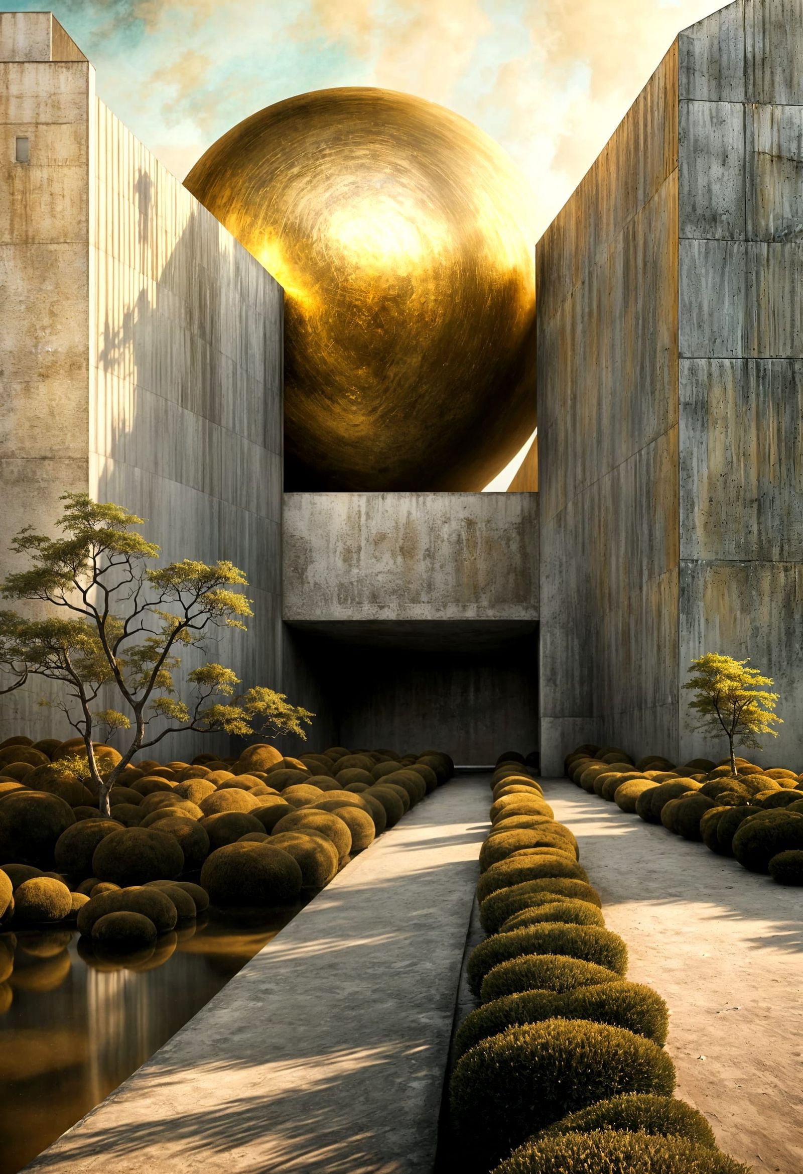 Golden Abstract Cycles Blending in Bizarre Art