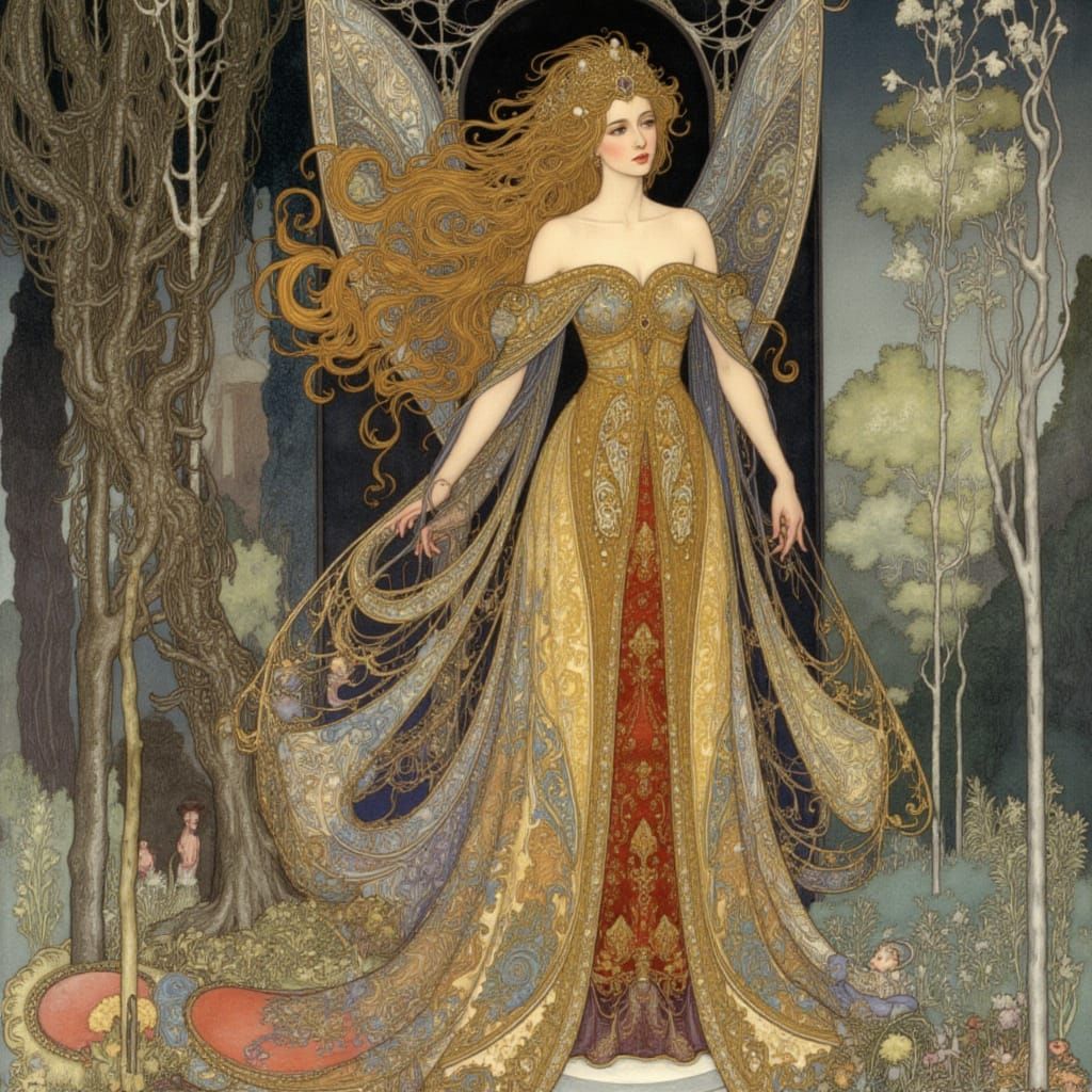 Enchanting Princess in Art Nouveau Style