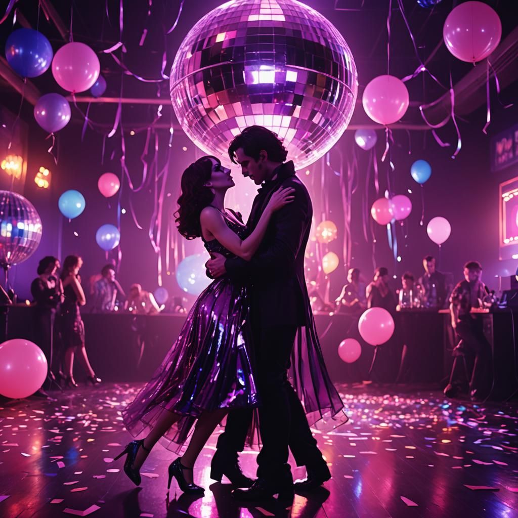 Vampire and Zombie Dance in Retro Futurism Style