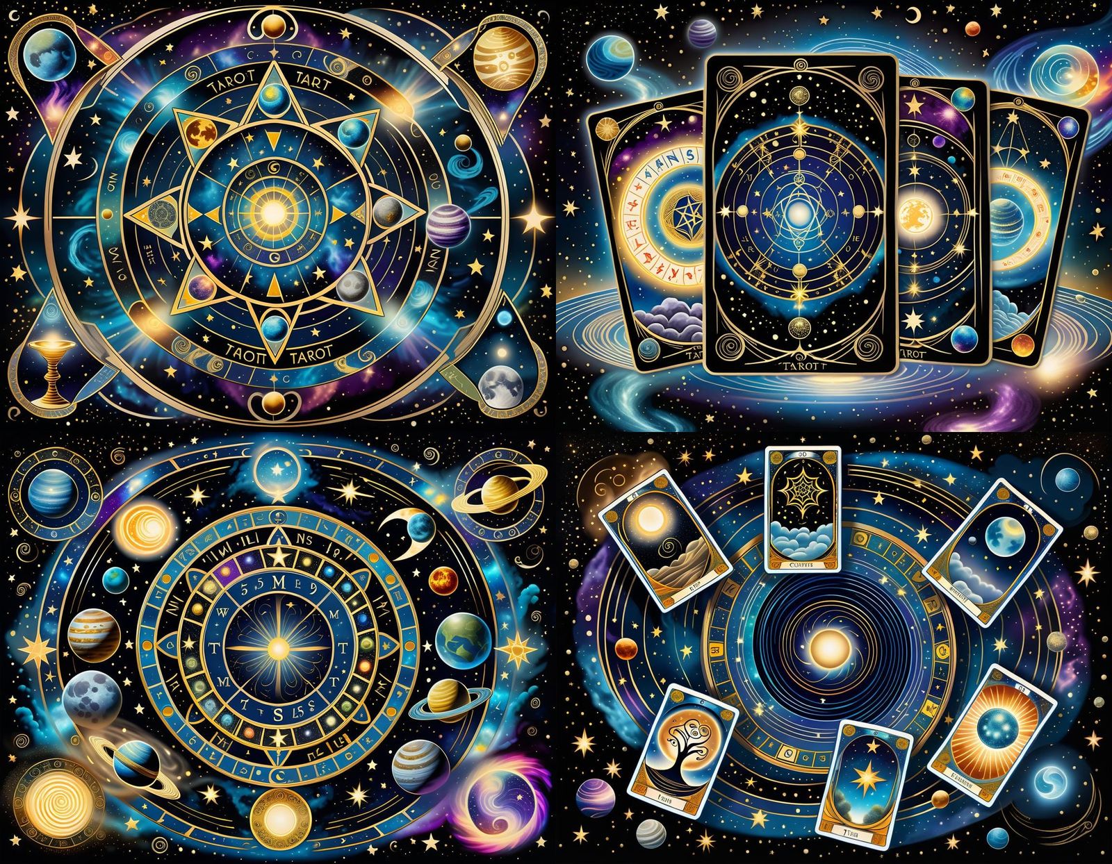 Mystical Tarot Cards in Cosmic Energy Vortex