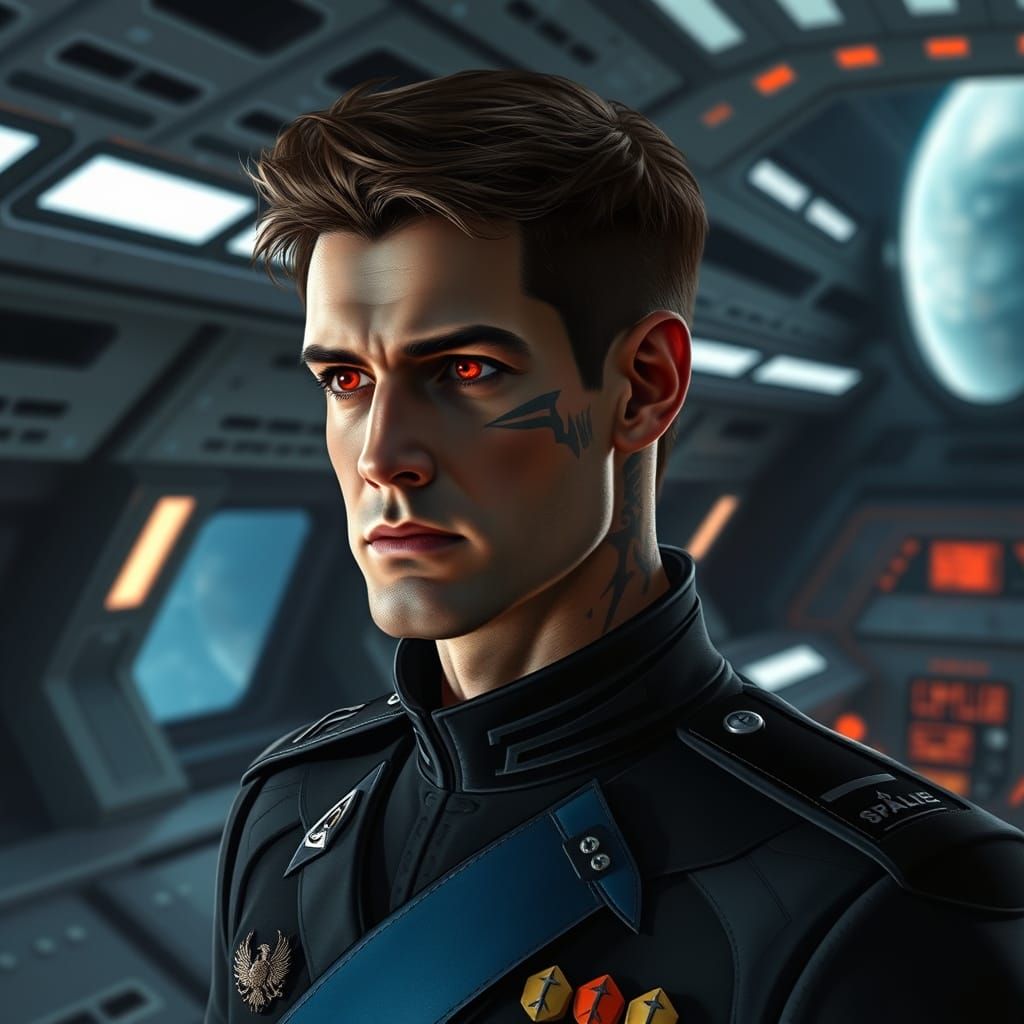 Sci-Fi Space Navy General Portrait in Oil